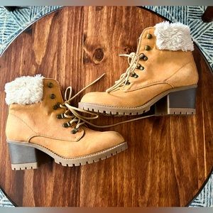 White Mountain Cliffs by Tori Women's Ankle Booties Color- Wheat. Cuffed ankle.